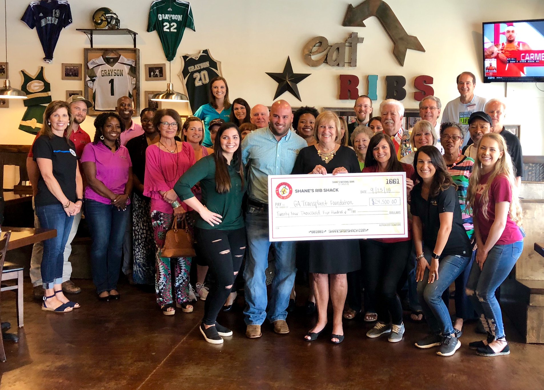 Shane’s Presents Check for $24,500.00!