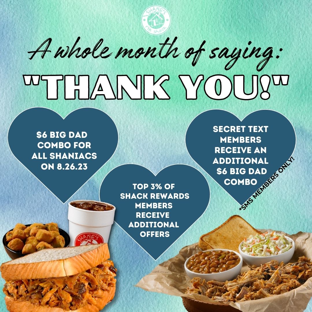 Shane’s appreciates YOU!